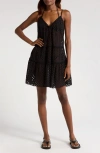 Ramy Brook Marg Eyelet Cover-up Minidress In Black