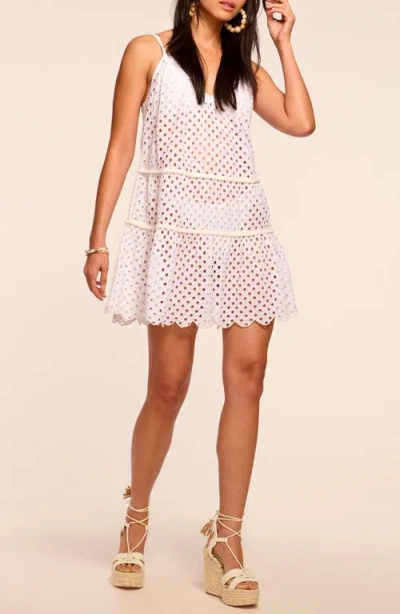 Ramy Brook Marg Eyelet Coverup Mini Dress In Perfect Pink