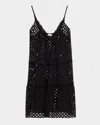 Ramy Brook Marg Eyelet Cover-up Minidress In Black