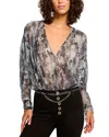 Ramy Brook Margot Metallic Floral Long-sleeve Bodysuit In Dove Grey Floral