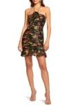 RAMY BROOK MARGRET METALLIC FLORAL HALTER MINIDRESS