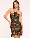 Ramy Brook Margret Ruched Ruffle Mini Dress In Midnight Floral