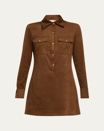 Ramy Brook Maria Long-sleeve Mini Dress In Brown