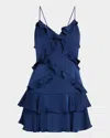 Ramy Brook Maria Ruffle Mini Dress In Blue