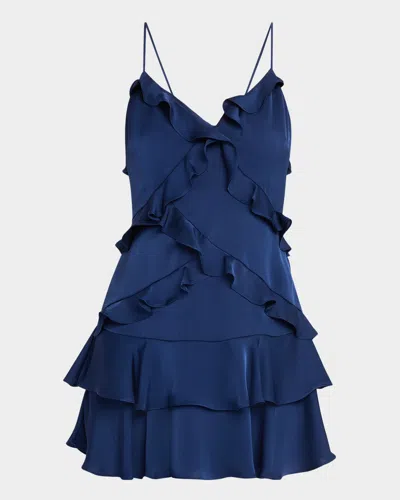 Ramy Brook Maria Ruffle Mini Dress In Blue