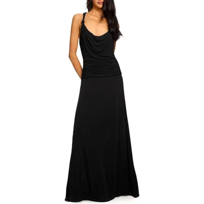 Ramy Brook Mariah Shirred Racerback Gown In Black
