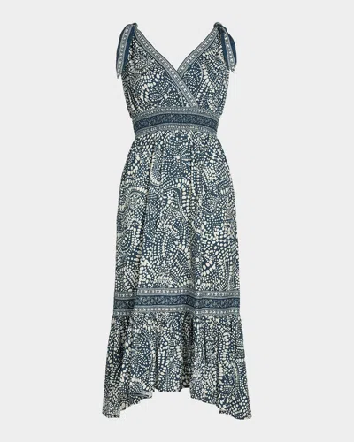 Ramy Brook Mariam Smocked-waist Midi Dress In Blue