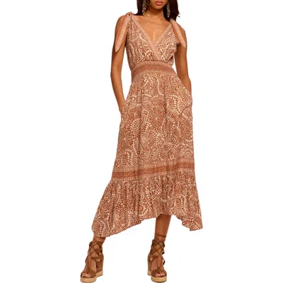 Ramy Brook Mariam Tie Strap Handkerchief Hem Maxi Dress In Brown