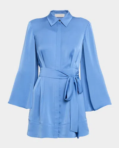 Ramy Brook Mariana Tie-waist Shirtdress In Blue