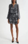 Ramy Brook Maricela Paisley Long Sleeve Minidress In Black