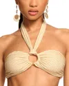 Ramy Brook Sparkle Scalloped Mari Halter Bikini Top