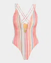 Ramy Brook Marina Metallic Striped One-piece Swimsuit In Multi