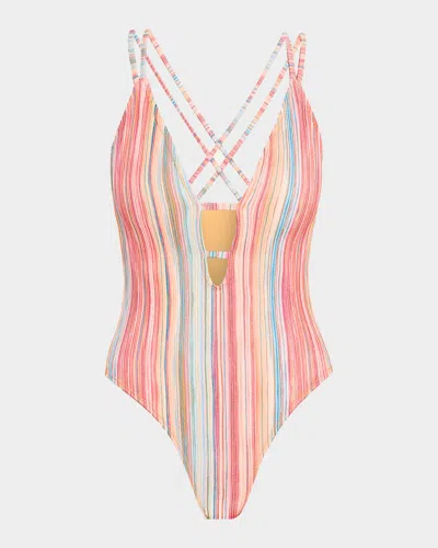 Ramy Brook Marina Metallic Striped One-piece Swimsuit In Multi