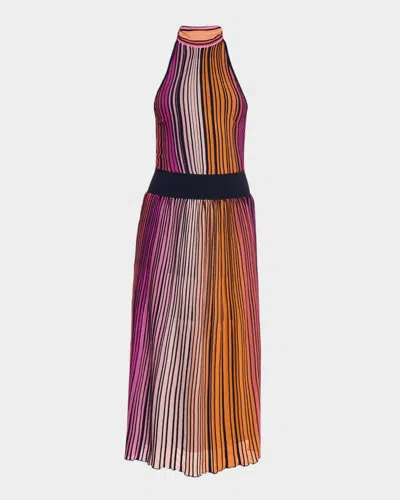 Ramy Brook Marina Ombre Knit Halter Maxi Dress In Multi