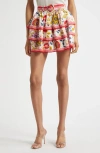 Ramy Brook Marla Mixed Print Tiered Cotton Blend Miniskirt