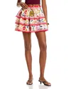 Ramy Brook Marla Mixed Print Tiered Cotton Blend Miniskirt