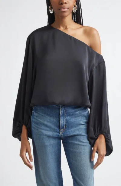 Ramy Brook Marley One Shoulder Long Sleeve Shirt In Black