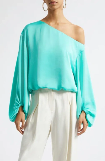 Ramy Brook Marley One Shoulder Long Sleeve Shirt In Green