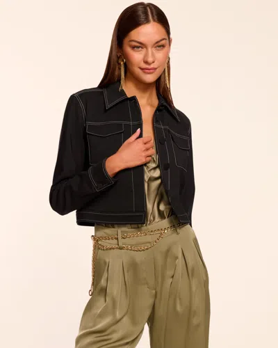 Ramy Brook Marrie Stitched Stretch Cotton Jacket In Black