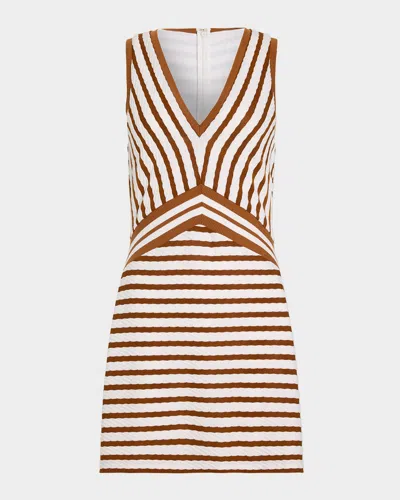Ramy Brook Marta Striped Knit Mini Dress In Brown