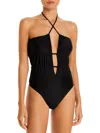 RAMY BROOK MARTA WOMENS PLUNGE GATHERED ONE-PIECE SWIMSUIT