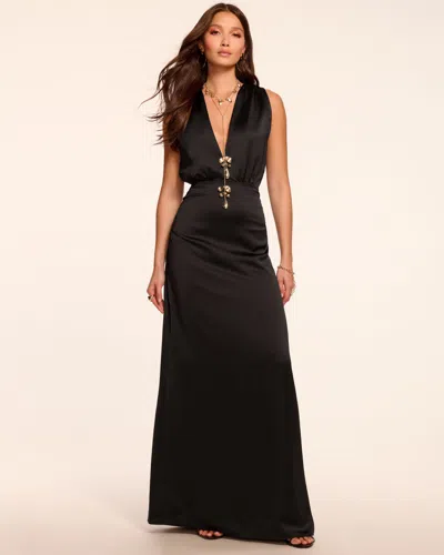 Ramy Brook Martin Plunging Sleeveless Gown In Black