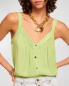 Ramy Brook Mary Button-front Sleeveless Blouse In Kiwi