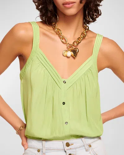 Ramy Brook Mary Button-front Sleeveless Blouse In Green