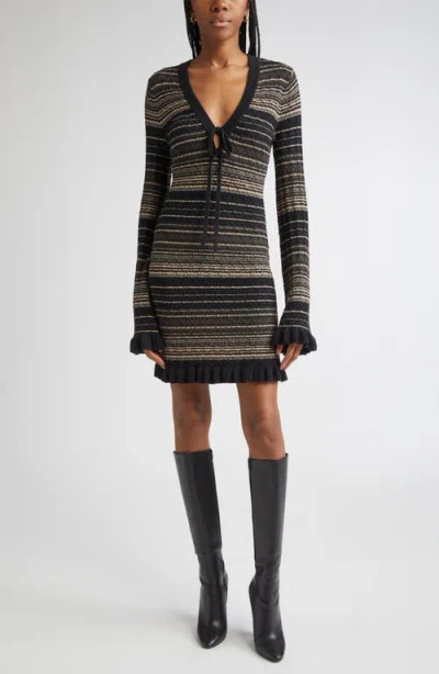 Ramy Brook Mary Stripe Long Sleeve Wool Blend Sweater Dress In Multi