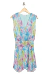 Ramy Brook Women's Matilda Watercolor Minidress In Lime Multi Crinkle Flower Knit