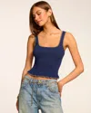 Ramy Brook Maude Knit Scoop Neck Tank Top In Spring Navy