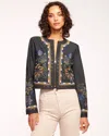 Ramy Brook Mav Embroidered Stud Detail Denim Jacket In Embroidered Indigo