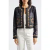 Ramy Brook Mav Embroidered Stud Detail Denim Jacket In Dark Indigo