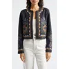 Ramy Brook Mav Embroidered Stud Detail Denim Jacket In Dark Indigo