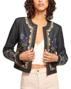 Ramy Brook Mav Embroidered Stud Detail Denim Jacket In Dark Indigo