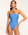 Ramy Brook May Halter One Piece Swimsuit In Serene Blue