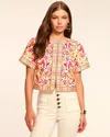 Ramy Brook Maya Cotton Embroidered Short Sleeve Jacket