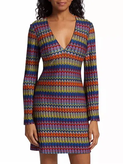 Ramy Brook Women's Maya Zigzag Flare-sleeve Mini Dress In Multi Combo Chevron Rib