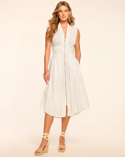 Ramy Brook Meg Sleeveless Cotton Poplin Midi Dress In White