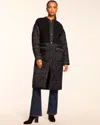 Ramy Brook Melanie Quilted Mixed Media Coat With Scarf In Black