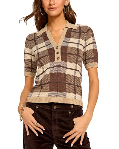 Ramy Brook Melanie Short Sleeve Polo Sweater In Multi