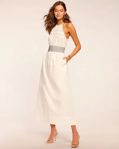 Ramy Brook Melanie Smocked Cotton Poplin Maxi Dress In White