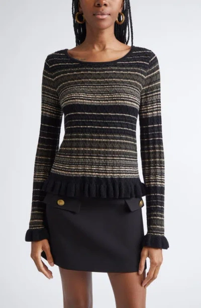 Ramy Brook Melissa Texture Merino Wool Blend Knit Top In Black