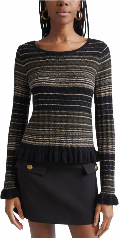 Ramy Brook Melissa Textured Merino Sweater In Deep Olive In Black