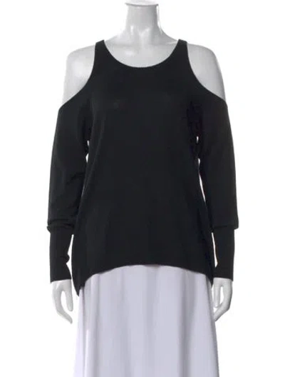 Pre-owned Ramy Brook Merino Wool Crew Neck Sweater In Black