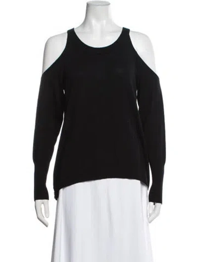 Pre-owned Ramy Brook Merino Wool Crew Neck Sweater In Black