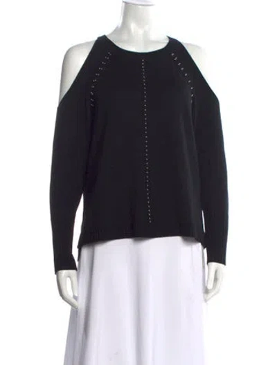 Pre-owned Ramy Brook Merino Wool Crew Neck Sweater In Black