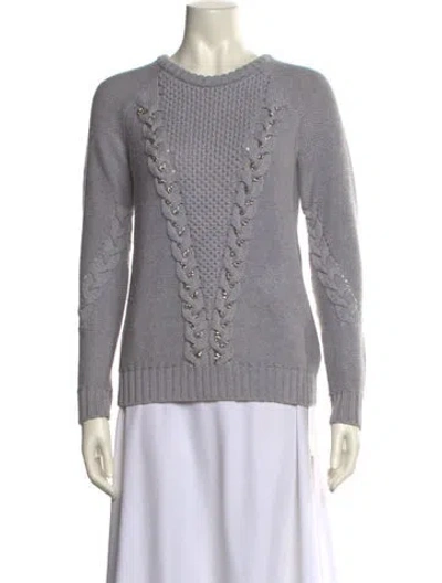 Pre-owned Ramy Brook Merino Wool Crew Neck Sweater In Gray