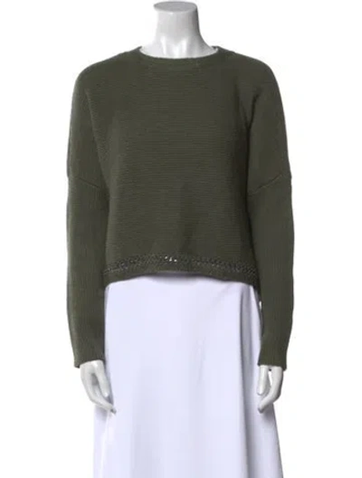 Pre-owned Ramy Brook Merino Wool Crew Neck Sweater In Green