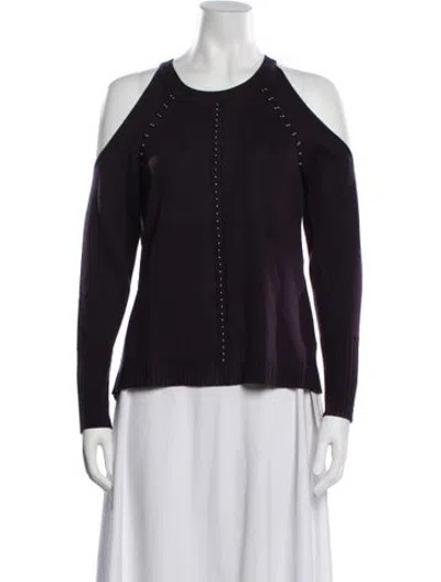 Pre-owned Ramy Brook Merino Wool Crew Neck Sweater In Purple